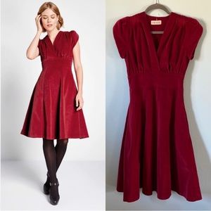 ModCloth Timeless Tribute Velvet Midi Dress by Palava Size 8UK